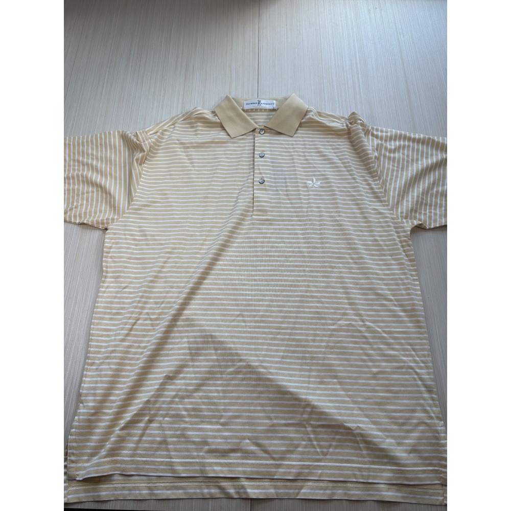 Fairway & Greene Polo Shirt Mens Yellow‎ White Striped Short Sleeve Pullover